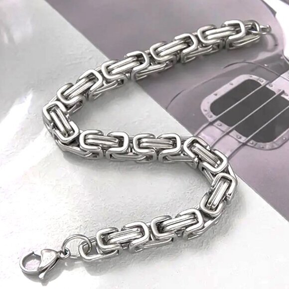 Titanium Steel Bracelet Chain Metal 6MM Unisex Goth Punk Minimalist Rock Street - Picture 4 of 4